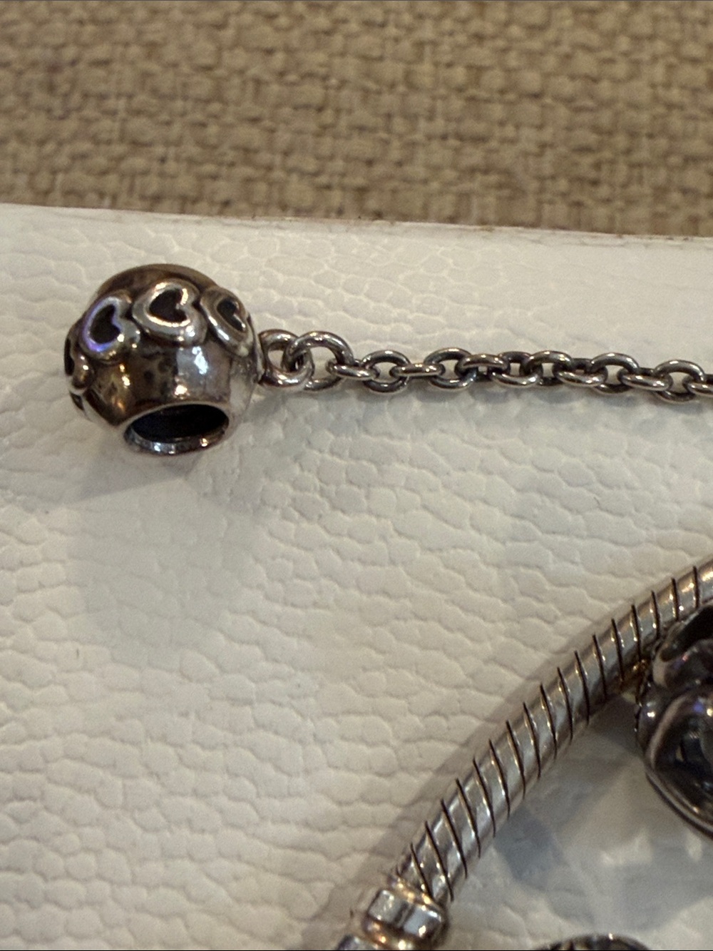 Pandora Sterling Silver Charm Bracelet with Cross and Decorative Beads. size: 7” - Picture 11 of 13